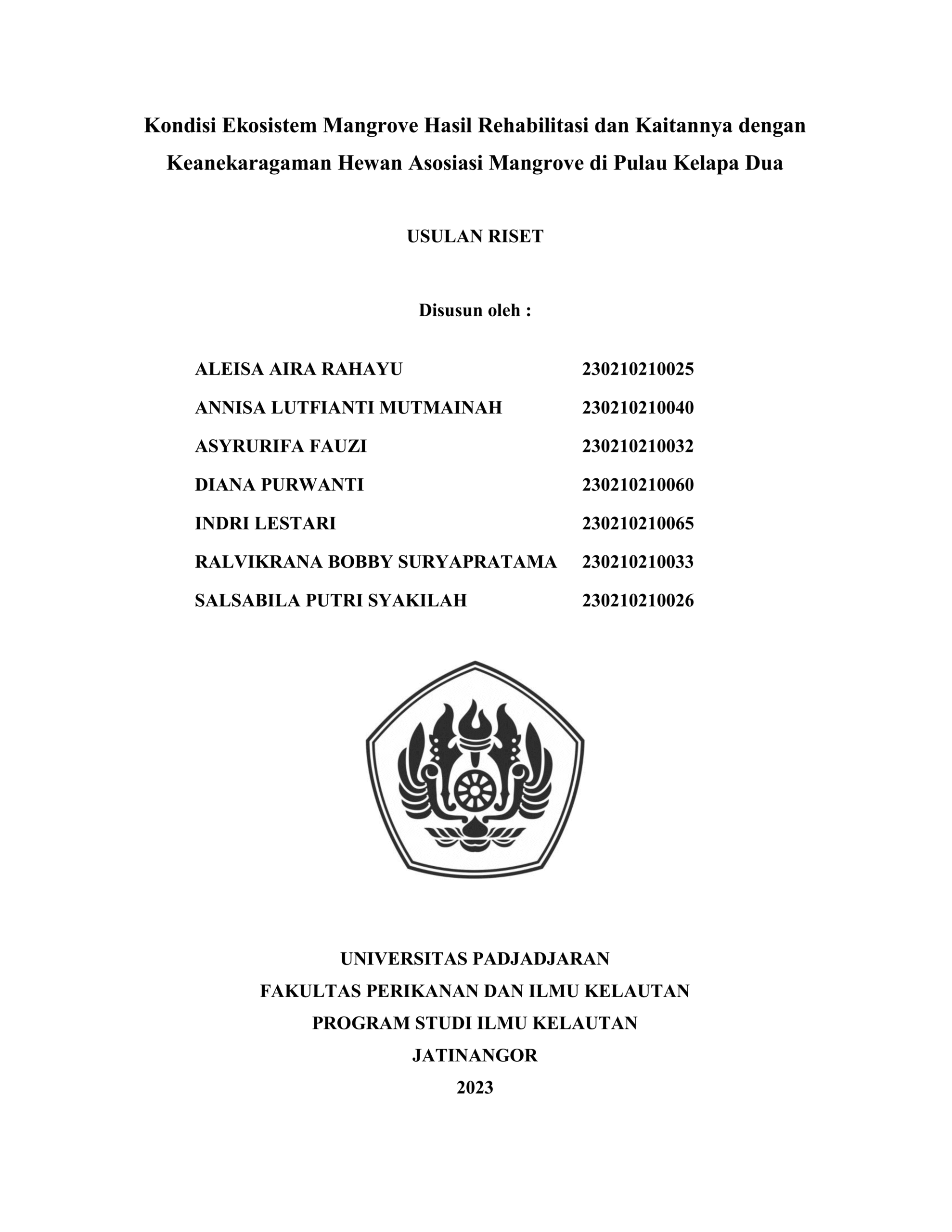 kondisi ekosistem mangrove hasil rehabilitasi dan kaitannya dengan keanekaragaman hewan asosiasi mangrove di pulau kelapa dua 2022 001